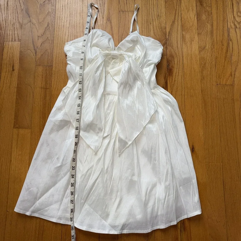 NEW Lulus Dress M White Satin Bow Front Fit & Flare Mini Bridal‎ Party Dress